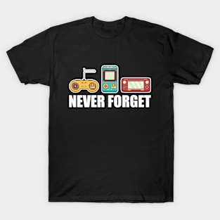 Never Forget Classic Gaming Mens Retro Gamer Old School Video Games Funny T-Shirt